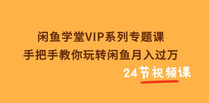 闲鱼学堂VIP系列专题课：手把手教你玩转闲鱼月入过万（共24节视频课）-九节课