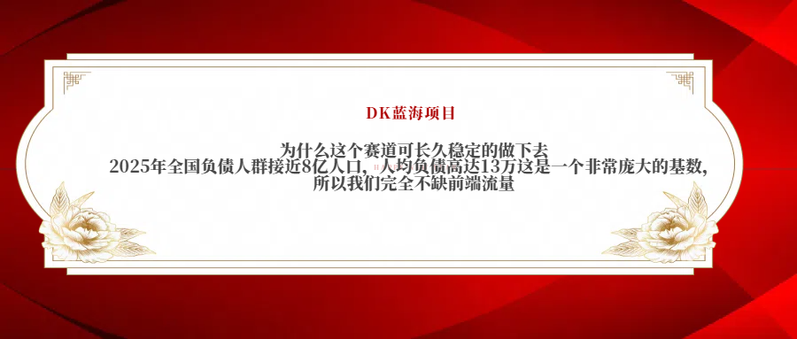 2025年全国负债人群接近8亿人口，人均负债高达13万这是一个非常庞大的基数，所以我们完全不缺前端流量-九节课