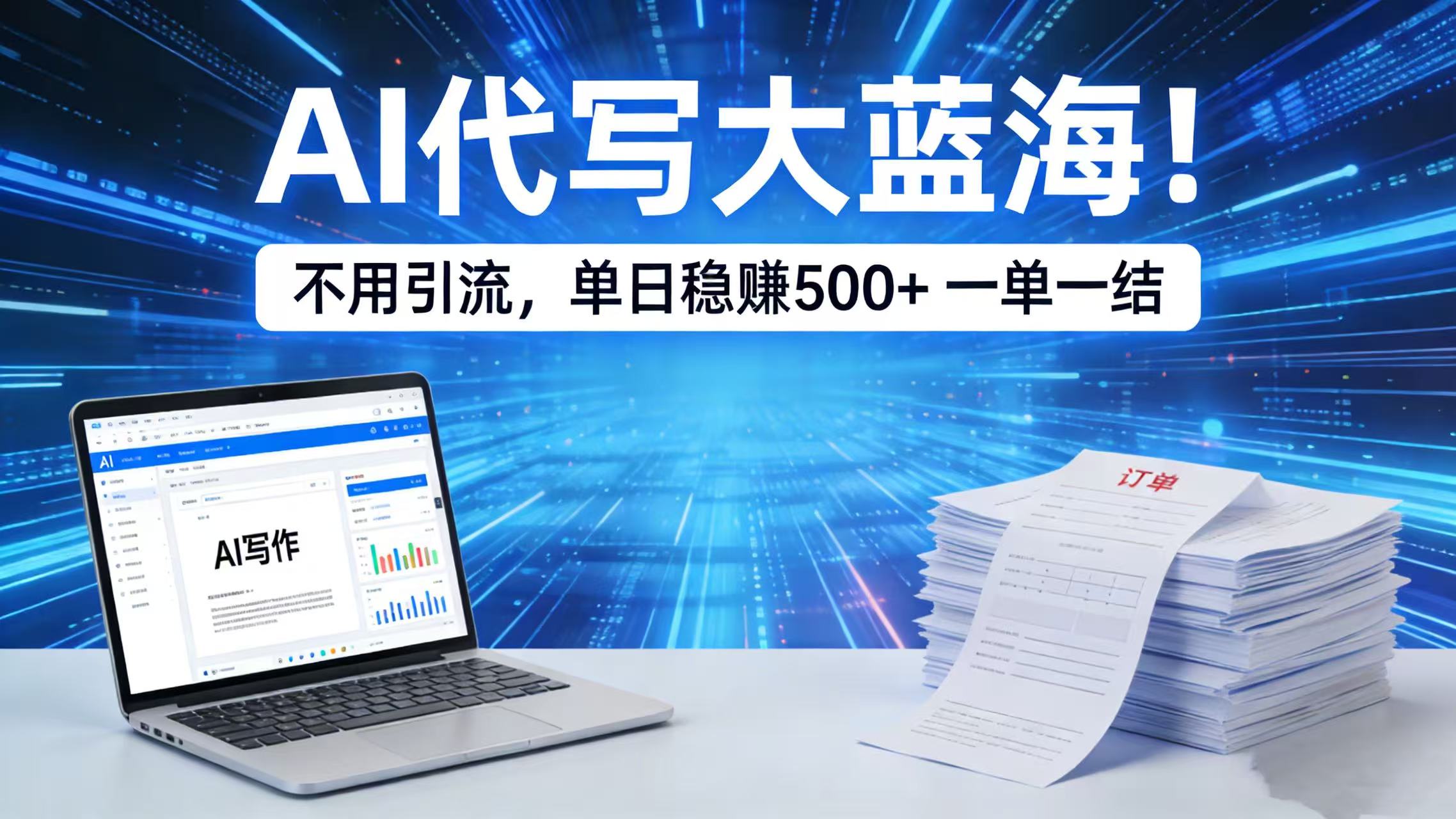 AI 代写大蓝海！不用引流，单日稳赚 500 + 一单一结-九节课