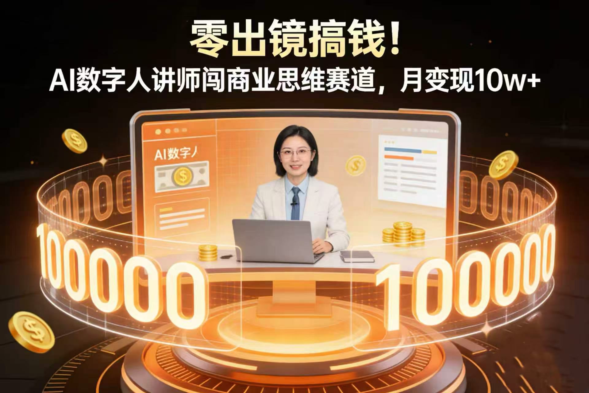 零出镜搞钱！AI 数字人讲师闯商业思维赛道，月变现 10w+-九节课