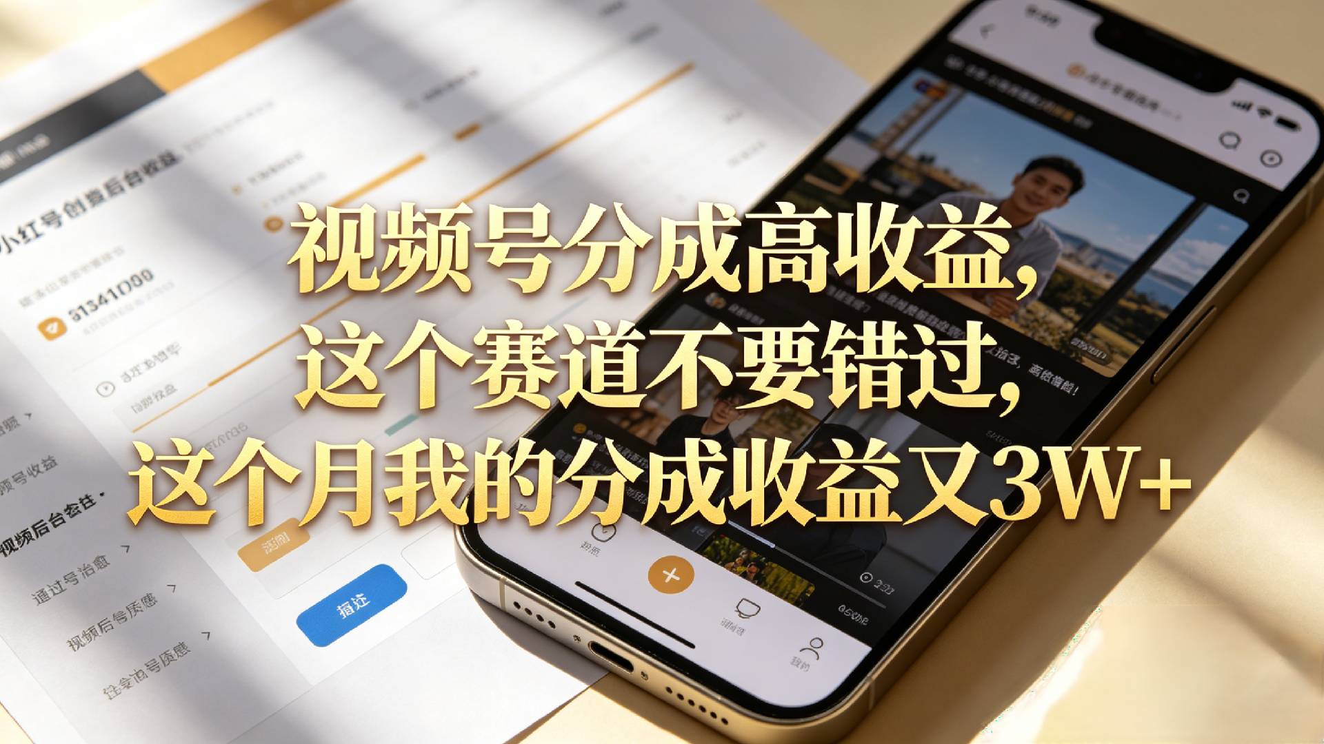 想要【视频号分成高收益】，这个赛道不要错过，这个月我的分成收益又3W+-九节课
